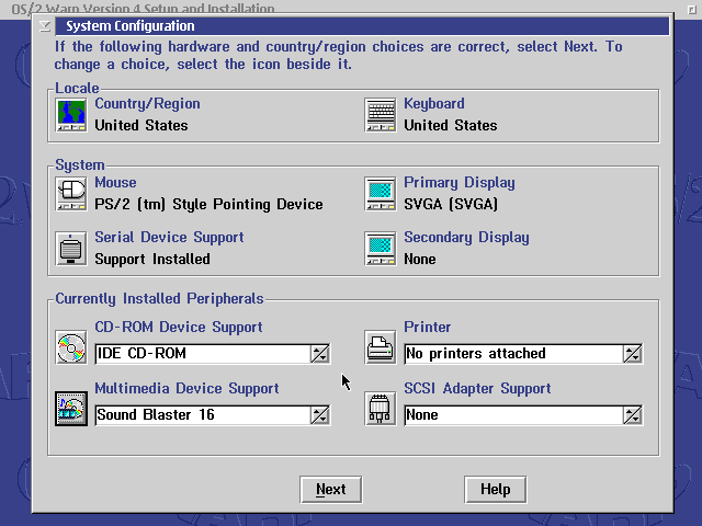 OS/2 Installer Configuration Interface