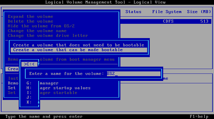 OS/2 Create Bootable Volume