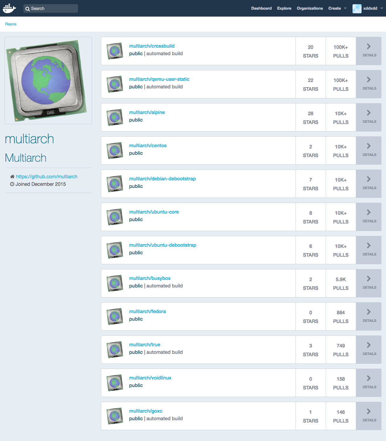 multiarch 用户镜像列表
