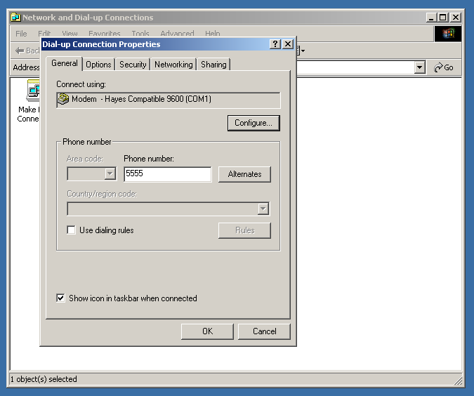 Windows 2000 拨号连接配置