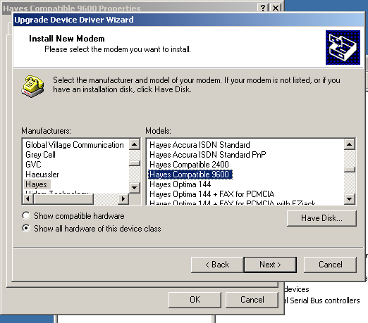 Windows 2000 驱动选择