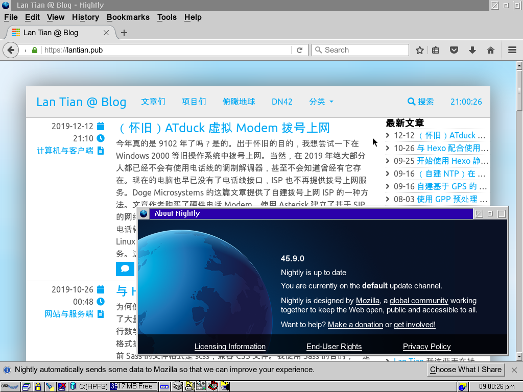 OS/2 Firefox 浏览器运行截图