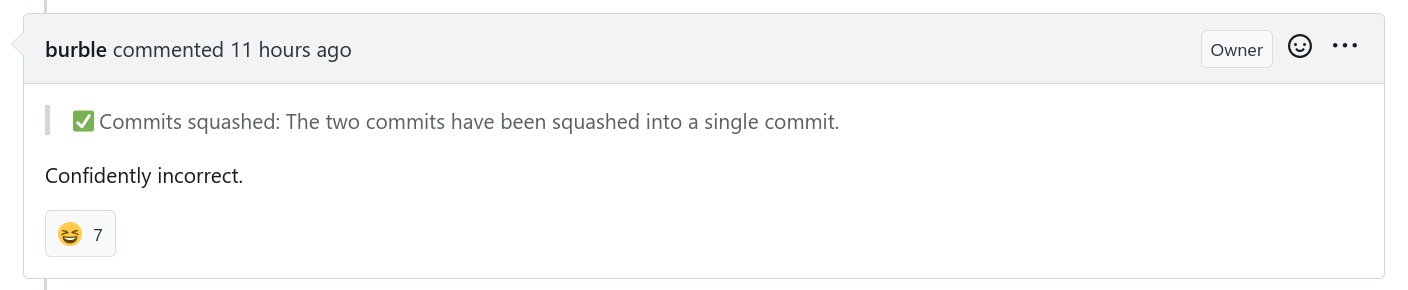 Burble commenting "confidently incorrect"